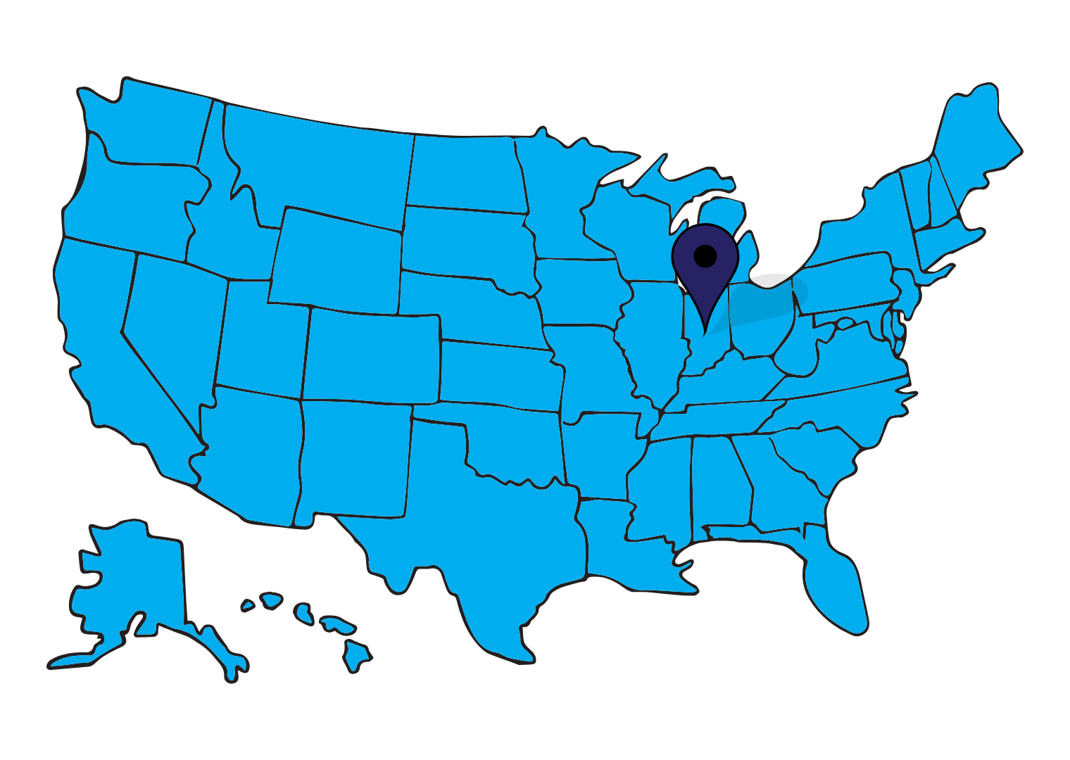 Indiana pinned map