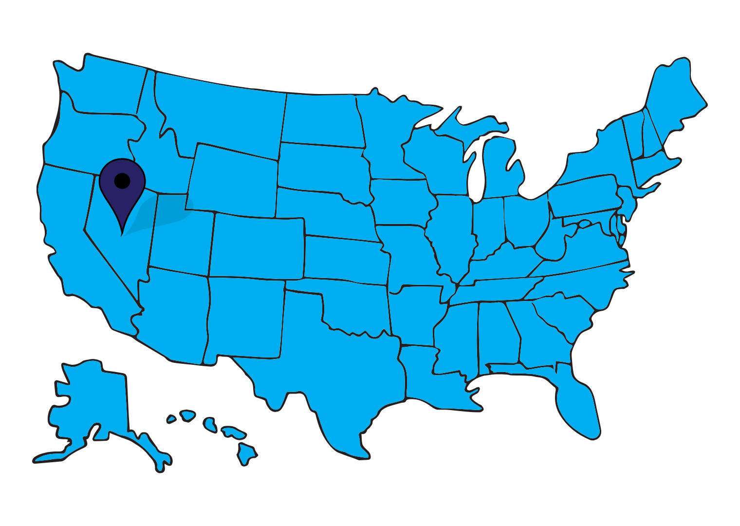 Nevada pinned map