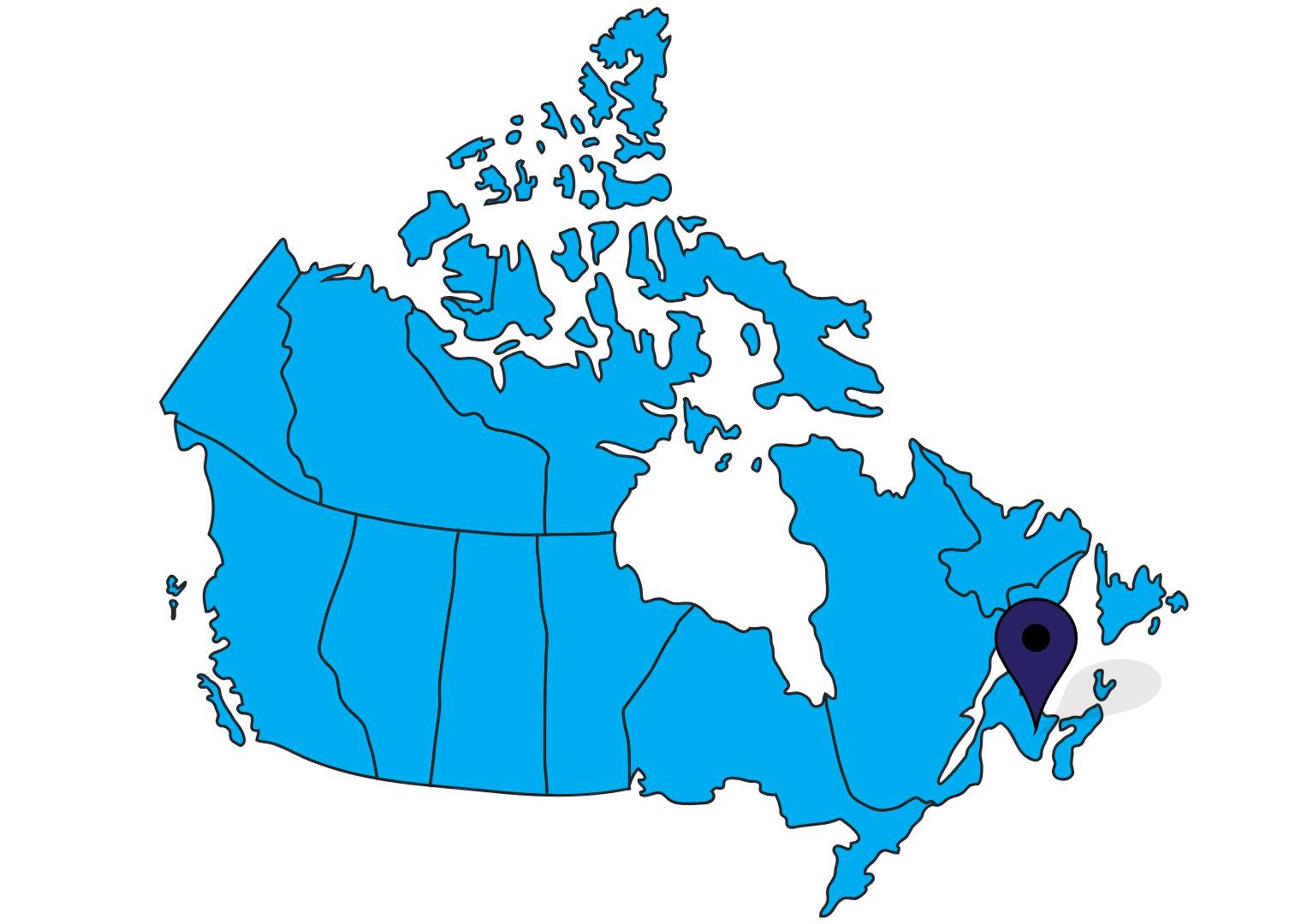New Brunswick pinned map