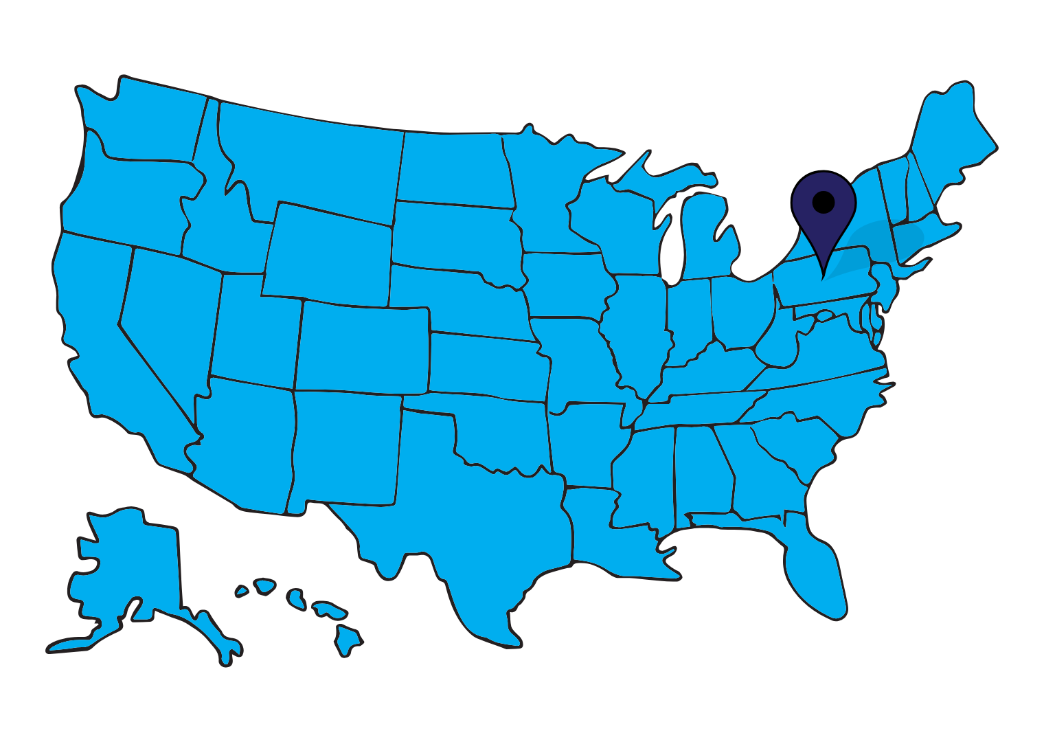 Pennsylvania pinned map