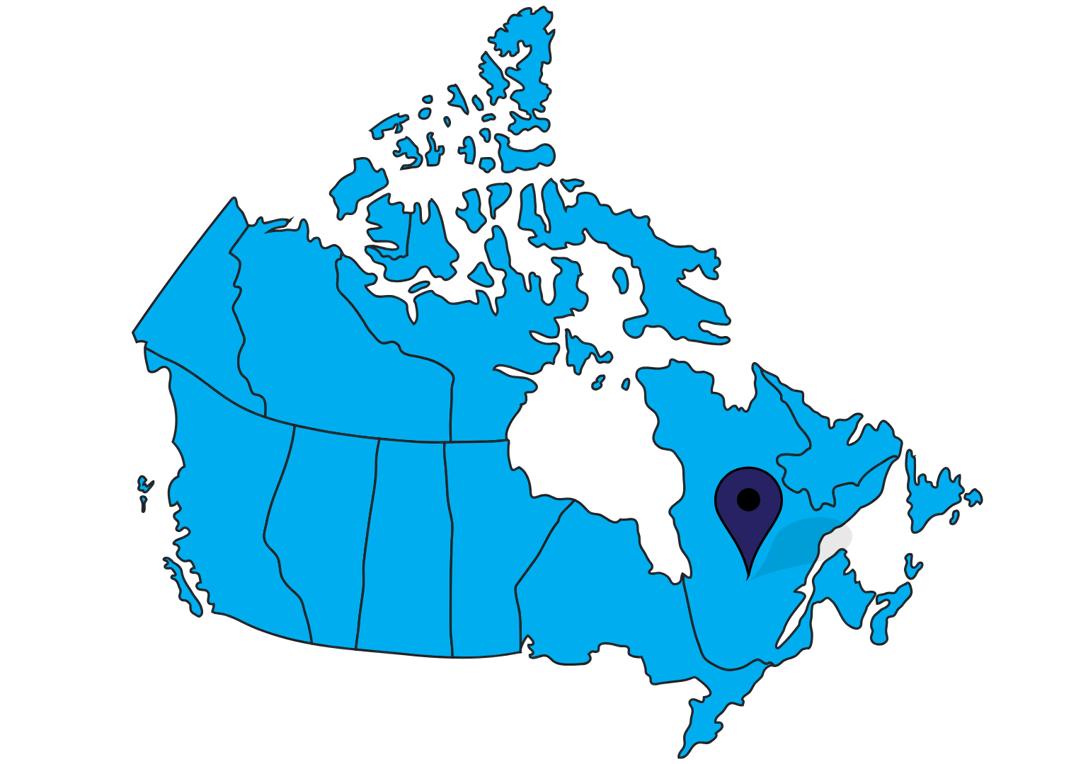 Quebec pinned map