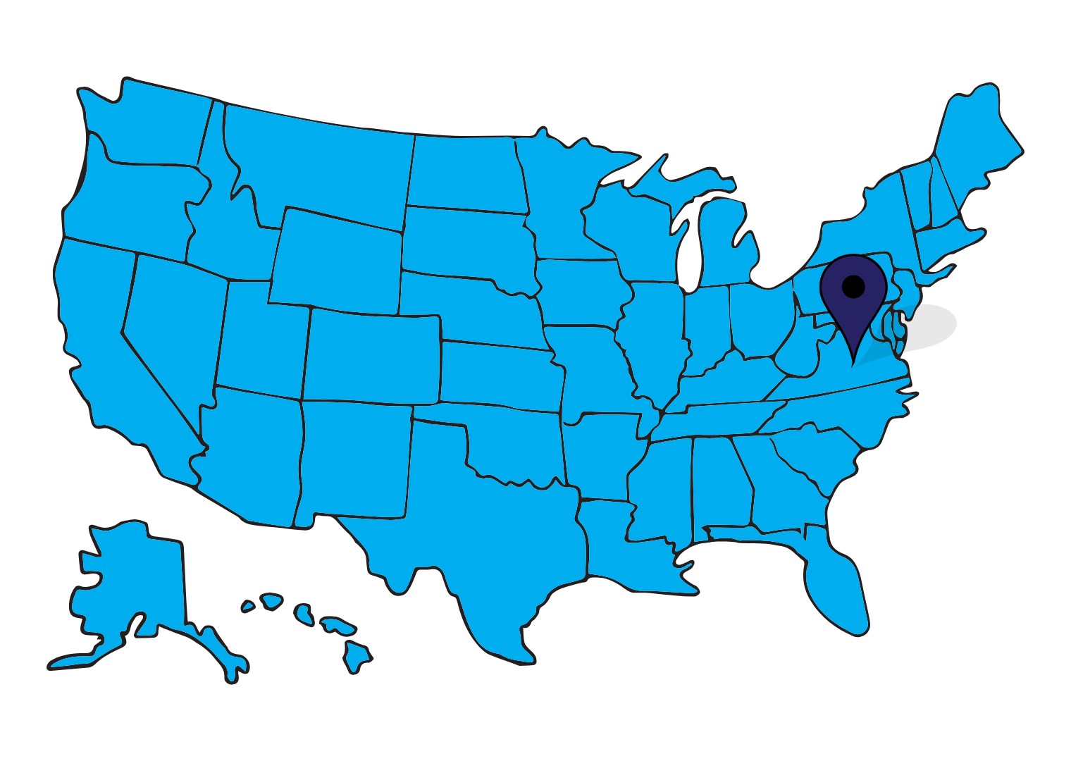 Virginia pinned map