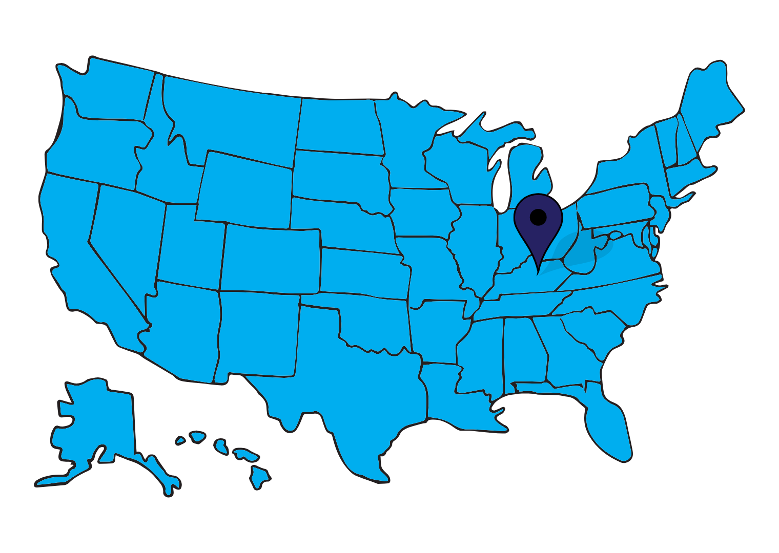 Kentucky pinned map
