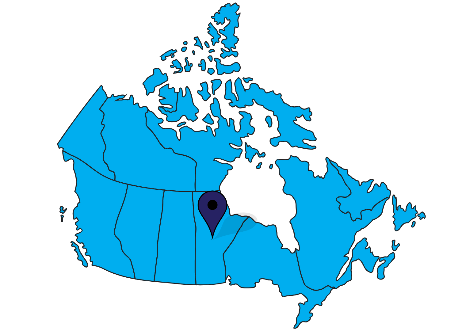 Manitoba pinned map