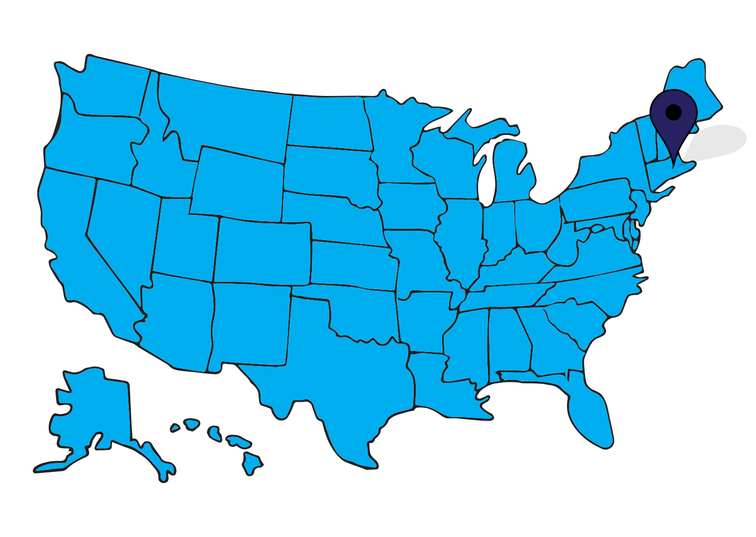 Massachusetts pinned map